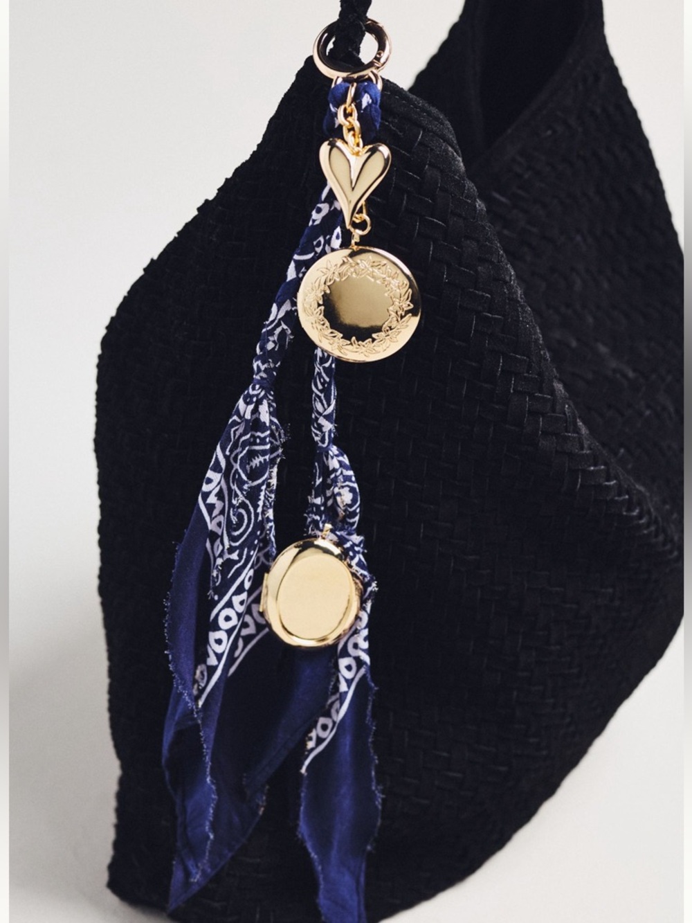 Anthropologie Heritage Bow Bag Charm- Blue Bandana
